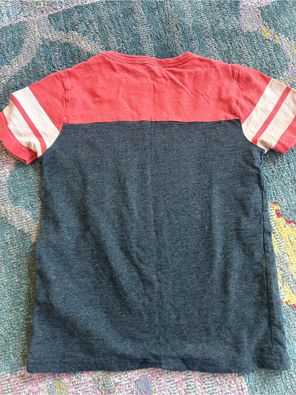 Mini Boden Kids Colorblock Short Sleeve Tee - Coral & Charcoal - Picture 5 of 5